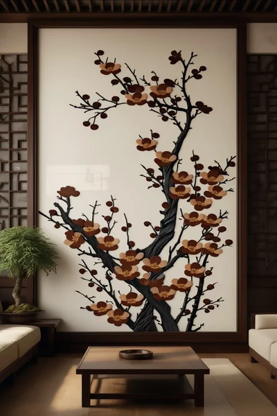 Villa entrance & living room feature wall-2