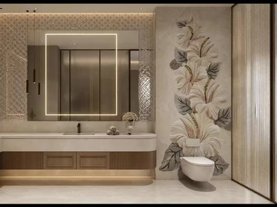 Villa entrance & living room feature wall-1